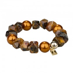 Camps & Camps armband(elastisch) - Rock the pearl bracelet, marble bruin - 4001682