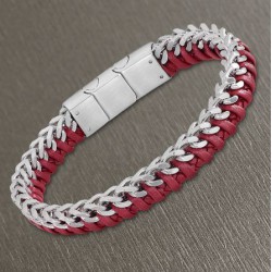 Lotus style heren armband rood rond gevlochten streng verweven met gourmet LS2099-2-2 - 4002577
