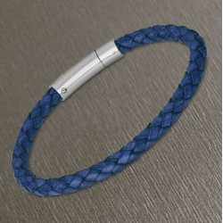 Lotus style heren armband blauw rond gevlochten leer LS2141-2-1 - 4002382
